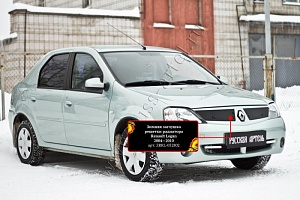 Зимняя заглушка решетки радиатора Renault Logan 04-10