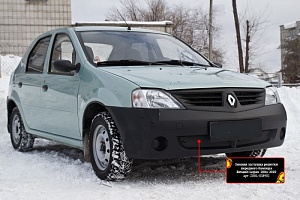 Зимняя заглушка решетки переднего бампера Renault Logan 04-10